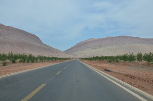 荒漠中的笔直公路景观