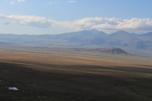广袤原野与远处山峦景观
