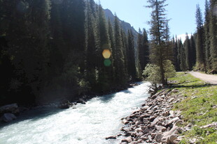 山间湍急溪流风景