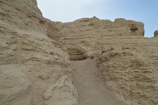 沙漠中的古老岩壁遗迹