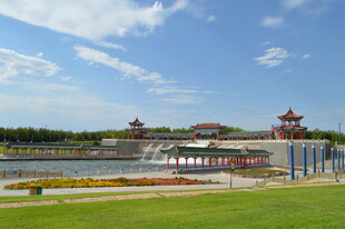 中式园林景观 碧水蓝天