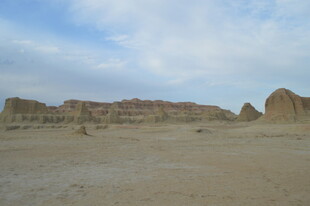 沙漠中的奇特土丘景观