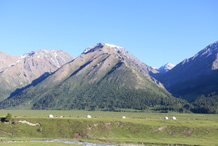 壮丽高山下的广袤草原