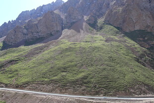山间公路蜿蜒于翠绿山坡