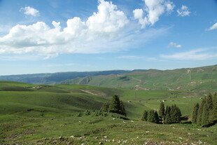 山间绿野 蓝天白云美景