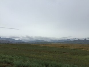 草原远景 云雾缭绕的山峦