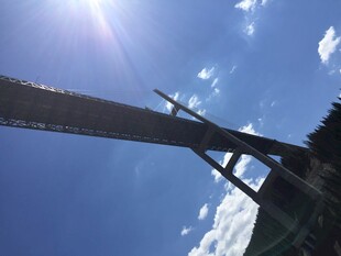 仰视下的宏伟桥梁