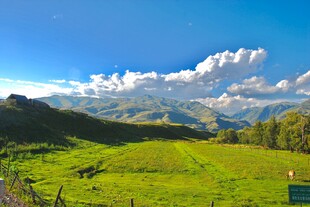 美丽山间草原风景图