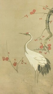 中式花鸟图中的优雅白鹤