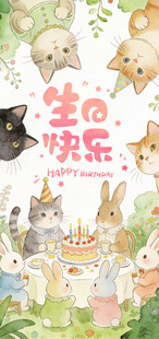 萌宠生日派对欢乐场景