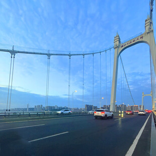 跨海大桥上的行驶车辆