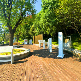 林间木质休闲广场景观