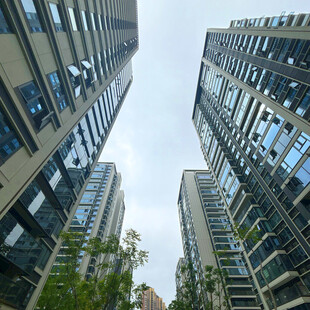 仰视城市高楼建筑群