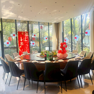 中式圆桌餐厅喜庆布置场景