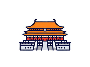 简约风格中式古建筑图标