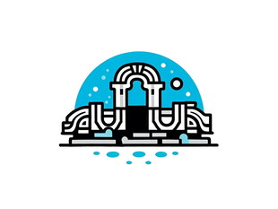 简约风格喷泉图案设计