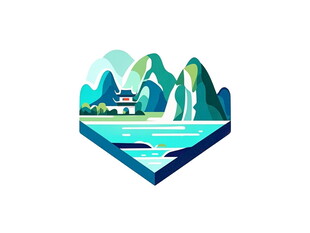 心形山水风景图标