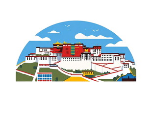 布达拉宫插画风景