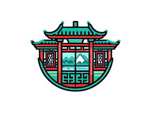 中式古典建筑图标