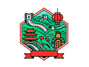 中国标志性景观徽章图案