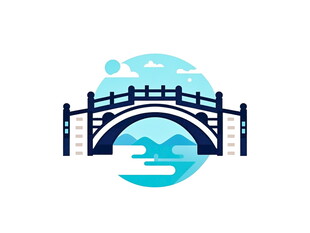 简约中式桥景图标设计
