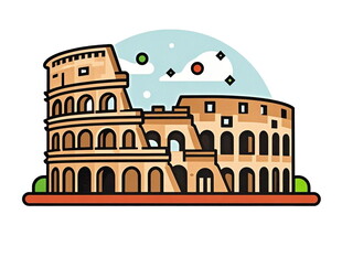 罗马斗兽场卡通插画形象