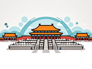 故宫建筑矢量插画图