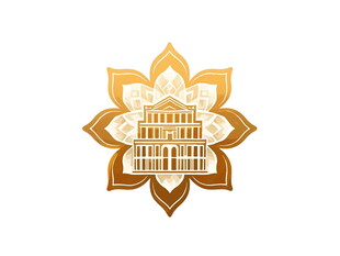 金色莲花形建筑图案