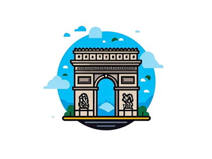 巴黎凯旋门卡通插画形象