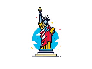自由女神像简约插画