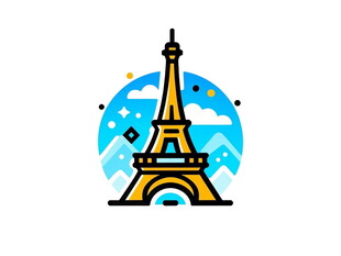埃菲尔铁塔简约插画风格