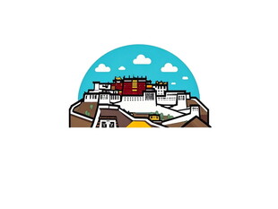 卡通风格的城市建筑景观