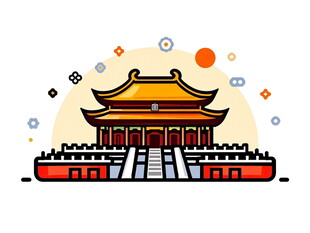 中式古建筑插画