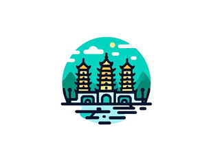 简约风城市塔楼景观图标