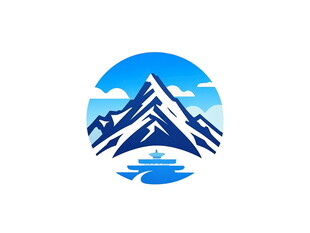 蓝色山峰图标设计