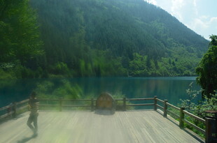 湖畔木栈道的秀丽风光