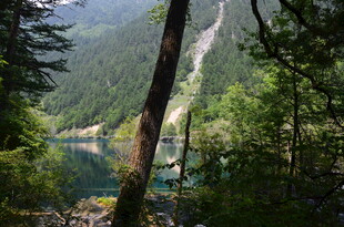 山林间的静谧湖泊美景
