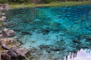 清澈见底的美丽湖水