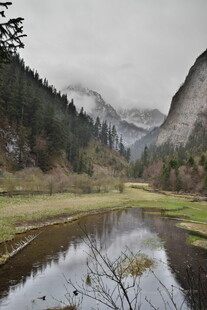 山间静谧湖泊与葱郁山林