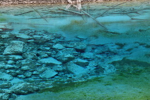 清澈水底的多彩石块景观