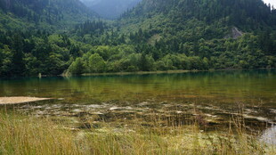 山间清澈湖水自然美景