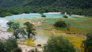 五彩斑斓的自然温泉景观