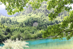 青山绿水间的澄澈湖泊