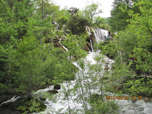 山间溪流瀑布绿意盎然