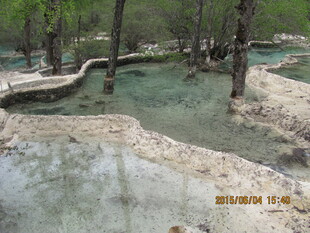 山间清澈小溪与木桥景观