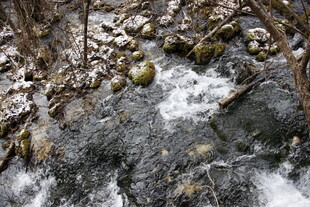冬日溪流覆雪景象