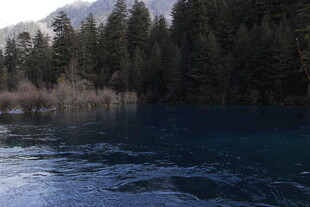静谧蓝湖与葱郁山林