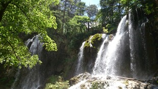 山林中的秀丽瀑布景观