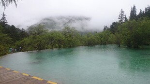 云雾缭绕的碧绿山水景