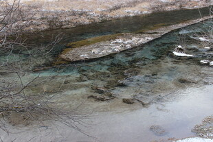 冬日溪流 冰与水的交融